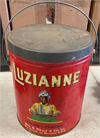 VINTAGE LUZIANNE COFFEE & CHICORY RED CAN W/LID