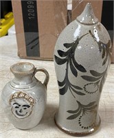 2 PIECES OF HANDMADE POTTERY WILL SHIP