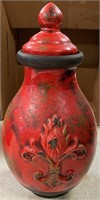 KOHL'S RED VASE WITH LID 13" TALL WILL SHIP