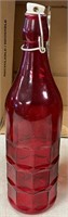 13" RED GLASS BOTTLE FROM KOHL'S WILL SHIP