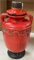 11" RED VASE WITH LID FROM KOHL'S WILL SHIP