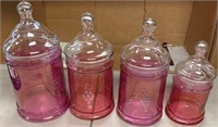 4 PIECE GLASS CANISTER SET WILL SHIP