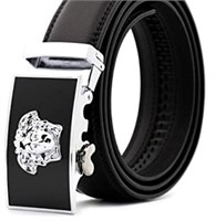 KhC Men's adjustable black leather belt with