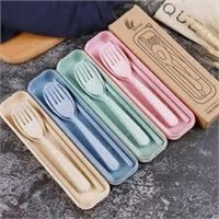 .NEW - 4 sets of Portable Wheat Straw Cutlery