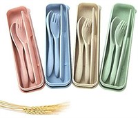 New 4 Sets Portable Cutlery,Wheat Straw Cutlery,