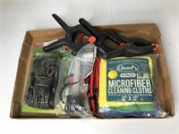 New Items Lot - Clamps, Rope, Microfiber Cloths