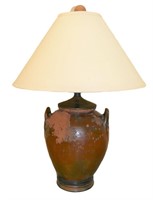 Old Olive Pottery Handled Jug Designer Lamp