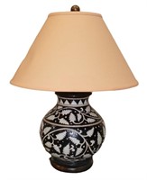 Black, Brown, & Ivory Ceramic Urn Style Lamp