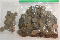 Lot of 339 Lincoln wheat cents 1909-58