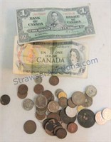 Lot of foreign coins & currency