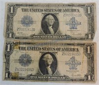 2 - 1923 $1 large size silver certificates