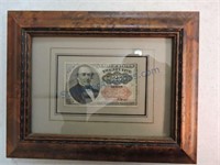 1874 25 cent fractional note, framed