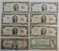 Lot of 6 - $2 red seal notes and 2