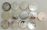 Lot of 13 - 1 oz silver rounds