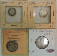 Newfoundland lot of 4 coins: 1941 & 1945