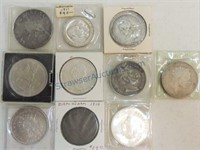 Lot of 10 large foreign coins