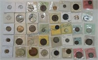 Lot of 42 foreign coins and tokens