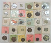 Lot of 30 foreign coins and tokens