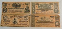 Lot of 4 Confederate notes