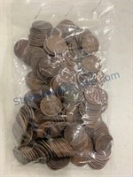 Bag of 200 Indian cents, most with good color