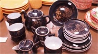 21-piece Oriental china tea set with gold