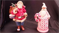 Two Santa figurines: one is Jim Shore, 10" high;
