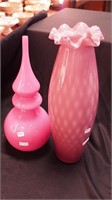 Mauve cased 11 1/2" high vase and a 13 1/2" mauve