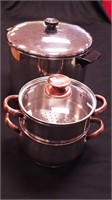 Stainless steel steamer with lid marked Cuisine