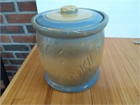 Red Wing blue cat tail cookie jar, inside lid