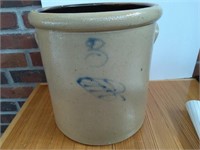 Salt glaze 3 gallon primitive north star crock,