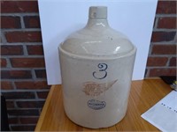 Red Wing 3 gallon jug, bottom marked, base & rim