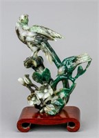 Chinese Spinach Jade Carved Birds