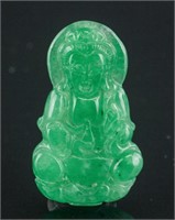 Burma Green Jadeite Carved Guanyin Pendant