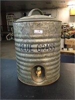 Vintage Blue Grass Galvanized Water Can