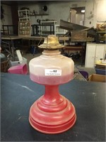 Antique Red Glass Oil Lamp - NO Globe