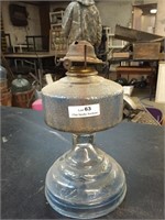 Antique Blue Glass Oil Lamp - NO Globe