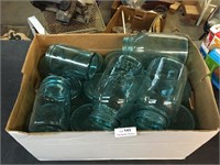 Lot of Vintage Blue Glass Ball Mason Jars