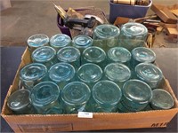 Lot of Vintage Blue Glass Ball Mason Jars