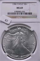 1986 SILVER EAGLE NGC MS69