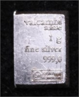 1 GRAM .999 SILVER BAR