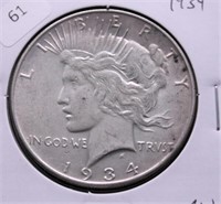 1934 PEACE DOLLAR  AU