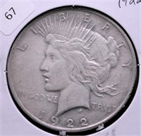 1922 PEACE DOLLAR  XF