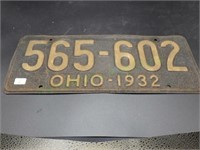 Original 1932 metal Ohio license plate