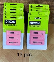 12 Packs of Dixon Pinkpearl Erasers