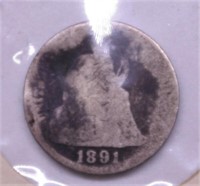 1891 SEATED DIME