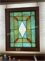 Stained Glass in Wood Frame