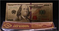 CERTIFIED 100$ 24K GOLD FOIL NOTE