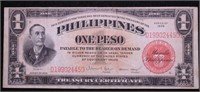 1936 US PHILIPPINES ONE PESO  VF