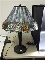 Gorgeous cast metal base stained glass table lamp