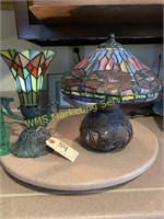 Tiffany Style Uplighter & Dragonfly Lamp